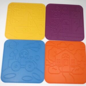 Vintage Tupperware Tuppertoys Picture Plates rubbing stencils Coloring Set Of 4